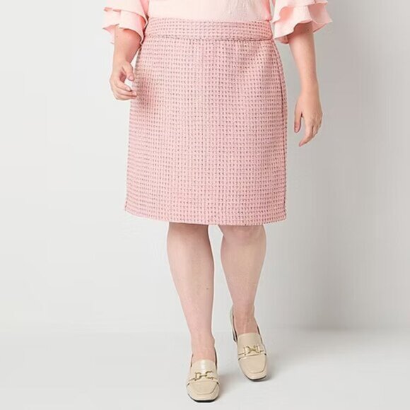 NEW! Liz Claiborne "Charleston Pink" Tweed Pencil Skirt Size 16 - Picture 2 of 9